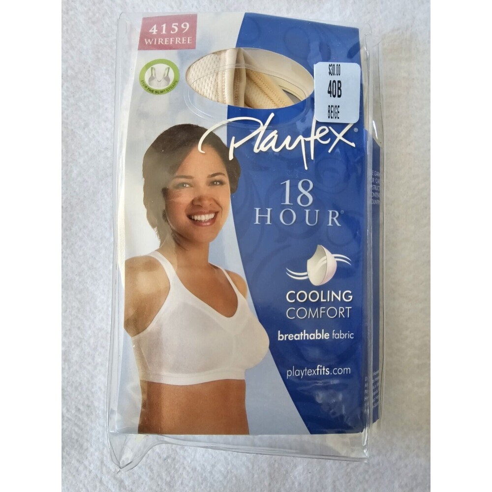 Playtex Bra Womens Beige Wirefree 18 Hour Cooling Comfort Size 40B